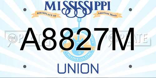 A8827M Mississippi License Plate