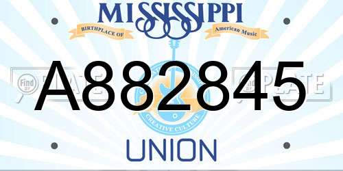 A882845 Mississippi License Plate