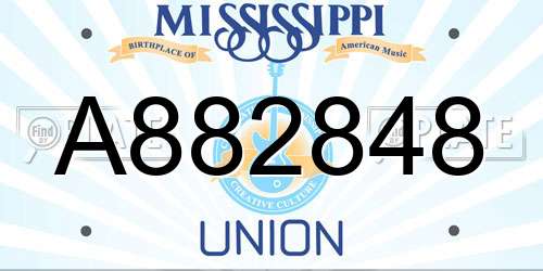 A882848 Mississippi License Plate