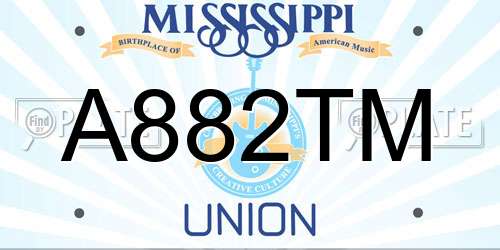 A882TM Mississippi License Plate