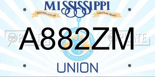 A882ZM Mississippi License Plate