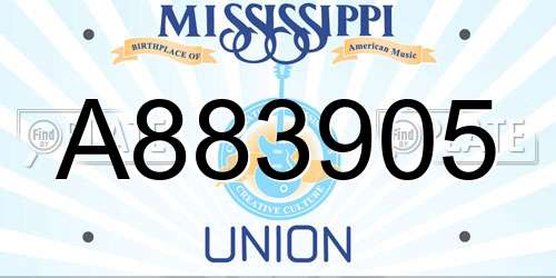 A883905 Mississippi License Plate