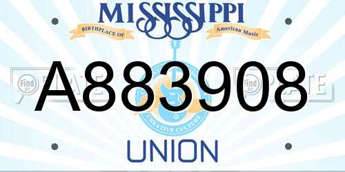 A883908 Mississippi License Plate