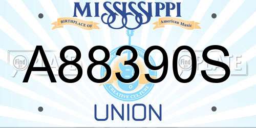 A88390S Mississippi License Plate
