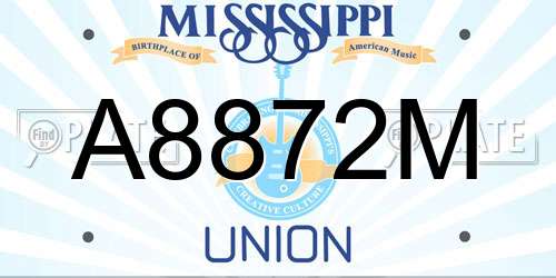 A8872M Mississippi License Plate