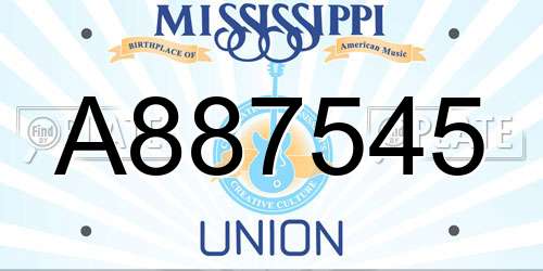 A887545 Mississippi License Plate