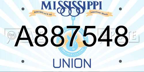 A887548 Mississippi License Plate