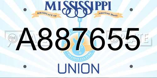 A887655 Mississippi License Plate