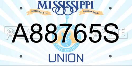A88765S Mississippi License Plate
