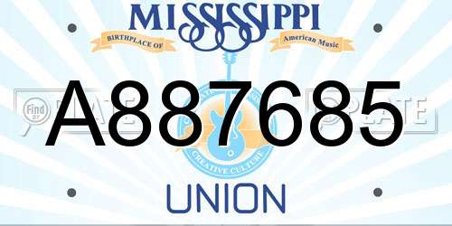 A887685 Mississippi License Plate