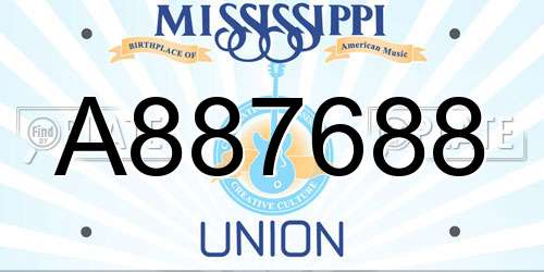 A887688 Mississippi License Plate