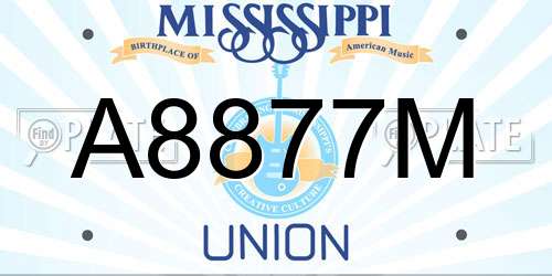 A8877M Mississippi License Plate