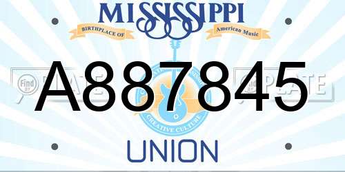 A887845 Mississippi License Plate