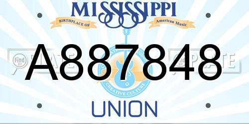 A887848 Mississippi License Plate