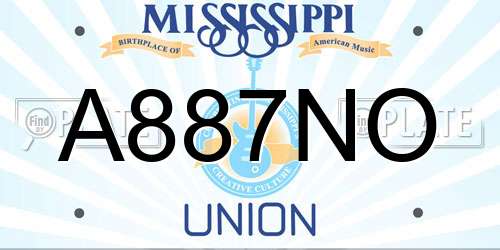 A887NO Mississippi License Plate