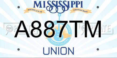 A887TM Mississippi License Plate