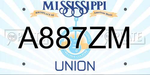 A887ZM Mississippi License Plate