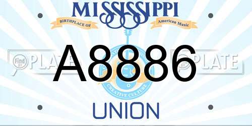 A8886 Mississippi License Plate