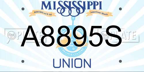 A8895S Mississippi License Plate