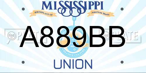 A889BB Mississippi License Plate
