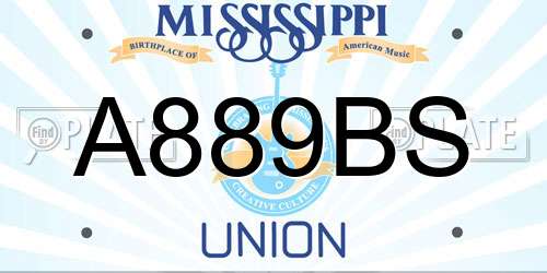 A889BS Mississippi License Plate