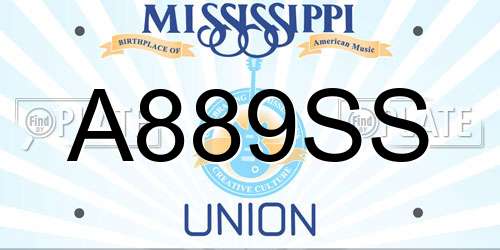 A889SS Mississippi License Plate