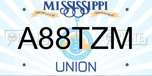 A88TZM Mississippi License Plate