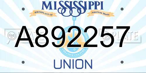 A892257 Mississippi License Plate