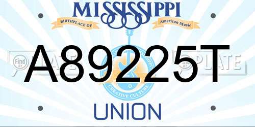 A89225T Mississippi License Plate