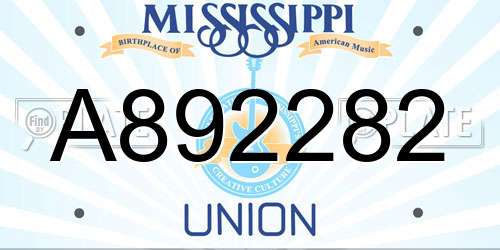 A892282 Mississippi License Plate