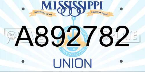 A892782 Mississippi License Plate