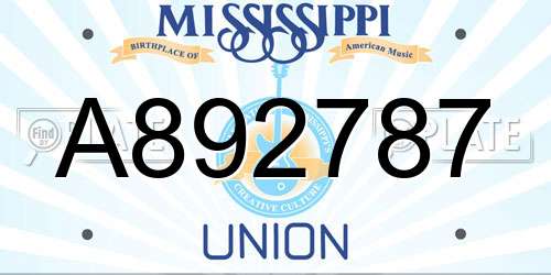 A892787 Mississippi License Plate