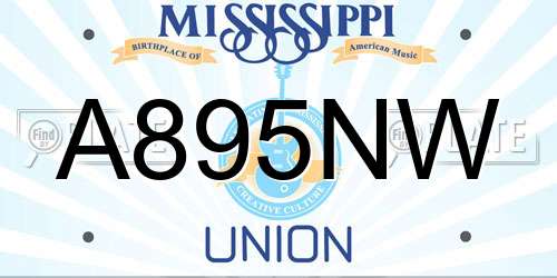 A895NW Mississippi License Plate