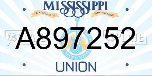 A897252 Mississippi License Plate