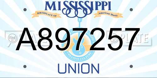 A897257 Mississippi License Plate