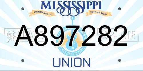 A897282 Mississippi License Plate