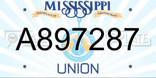 A897287 Mississippi License Plate