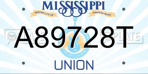 A89728T Mississippi License Plate