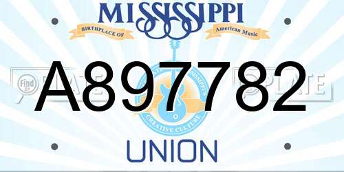 A897782 Mississippi License Plate