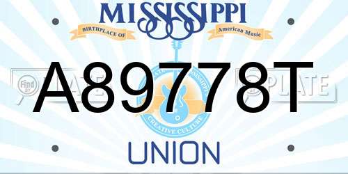 A89778T Mississippi License Plate