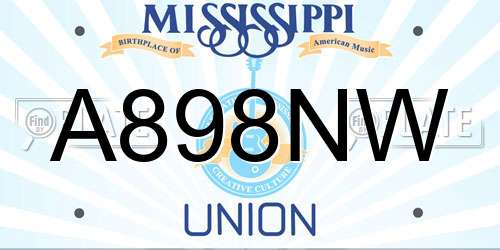 A898NW Mississippi License Plate