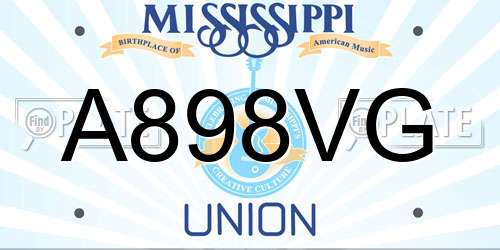 A898VG Mississippi License Plate