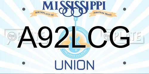 A92LCG Mississippi License Plate