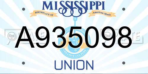 A935098 Mississippi License Plate