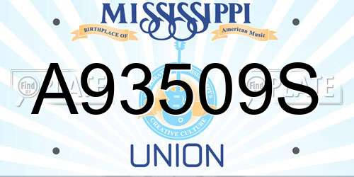 A93509S Mississippi License Plate