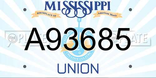 A93685 Mississippi License Plate
