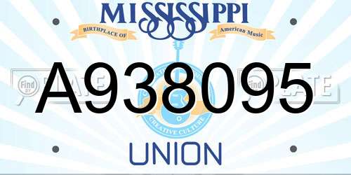 A938095 Mississippi License Plate