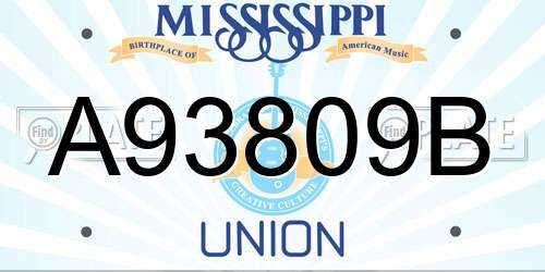 A93809B Mississippi License Plate