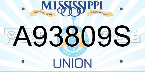 A93809S Mississippi License Plate