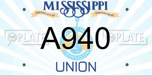 A940 Mississippi License Plate